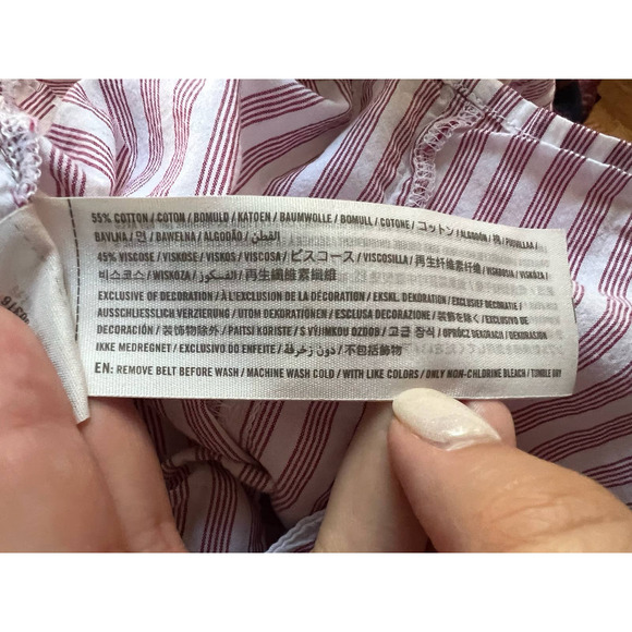 Abercrombie & Fitch Women's Striped Button Front Blouse Top V Neck Red White XS - Picture 10 of 11